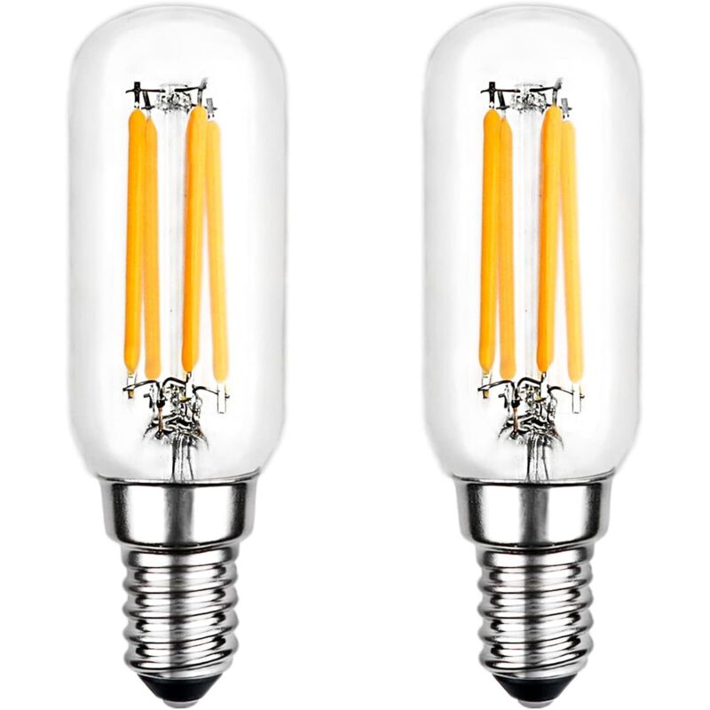 Bombilla LED para campana extractora T25 E14, 4 W, blanco cálido, 2700 K, 400 LM, filamento LED tubular, no regulable, paquete de 4