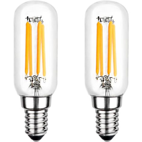 Bombilla LED para campana extractora, T25 E14, 4 W, blanco frío 6000 K, 400 lm, equivalente a 40 W E14, bombilla LED de filamento tubular para campana extractora, no regulable, paquete de 2
