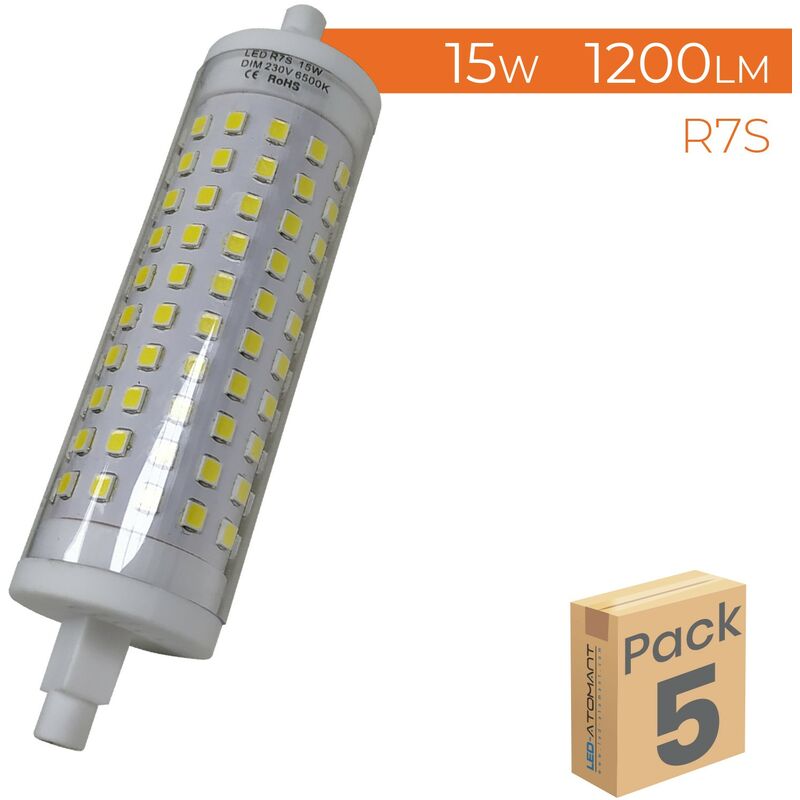 

Bombilla LED R7S 15W 118mm 1200LM 360º Regulable | Blanco Neutro 4500K - Pack 5 Uds. - Blanco Neutro 4500K