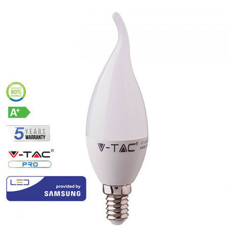 Bombilla LED E14 C37 Samsung Vela efecto llama 5.5W 200° V-TAC PRO Temperatura de color - 4000K Blanco natural
