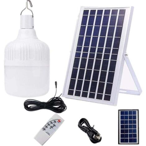 Bombilla LED solar portátil, luz solar recargable para camping, pesca, emergencias y casetas de jardín (100 W)