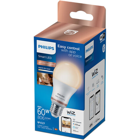 Bombilla Led Standard E27 8W 2.700K-6.500K 806Lm Wifi Philips Wiz