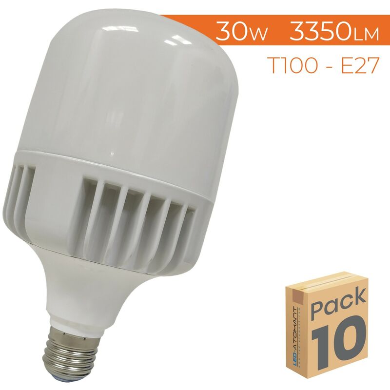 

Led Atomant Sl - Bombilla LED T100 E27 30W 3350LM 6500K | Blanco Frío 6500K - Pack 10 Uds. - Blanco Frío 6500K