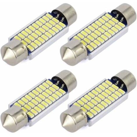 [Bombilla LED tipo festón] 4 unidades C5W Blanca Sin errores 41mm 3014 30SMD Luz interior para coche 12V CC 6000K