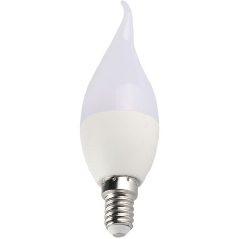 Bombilla LED tipo vela, superbrillante y de bajo consumo, 7 W, burbuja trasera, boca de rosca E14, 6500 K, luz blanca positiva