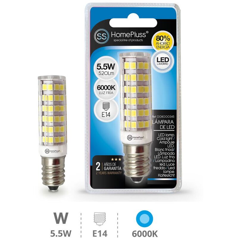 

Lampara tubular 5.5W E14 6000K - 12u caja exp