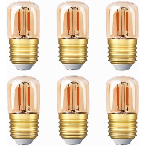 Bombilla LED tubular Edison de 1W, base E27, luz cálida 2200K, cristal ámbar, paquete de 6