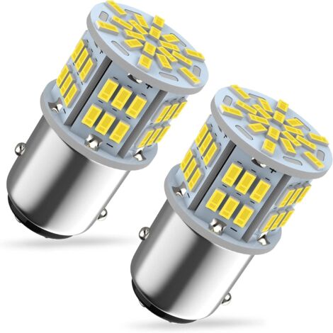 Bombilla LED ultrabrillante 1157 P21/5W, 2800 lúmenes, 54 x, chip 3014 BAY15D 2057 2357 7528, 6500K, blanca, para luces traseras, luces de freno y luces de posición de coche, paquete de 2