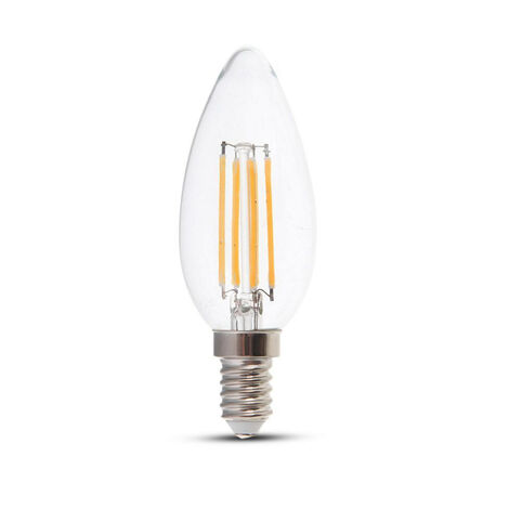 Bombilla LED V-TAC E14 4W 100LM/W Filamento de vela Blanco cálido