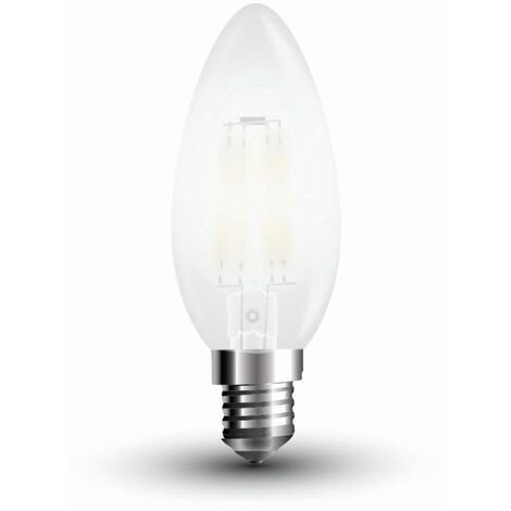 Bombilla LED V-TAC E14 4W 100LM/W Filamento Vela Satinado Blanco Frío