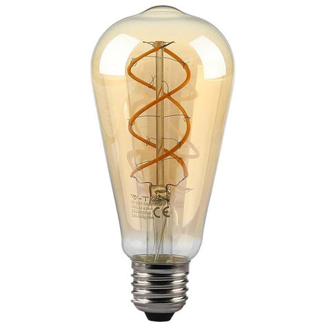 Bombilla LED V-TAC E27 de 5 W, filamento ST64, ámbar, blanco cálido