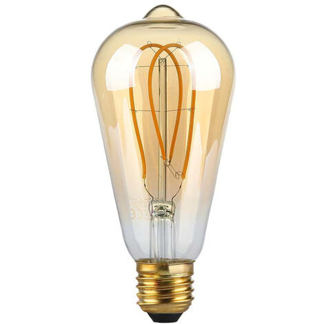 Bombilla LED V-TAC E27 de 5 W, filamento ST64, ámbar, blanco cálido