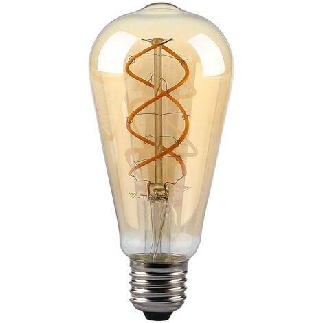 Bombilla LED V-TAC E27 ST64 de 5 W, filamento ámbar, 1800 K, regulable