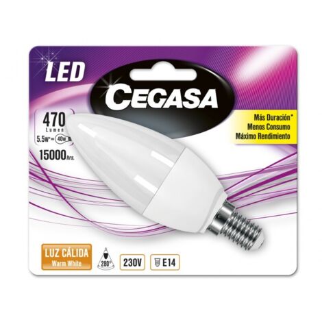 BOMBILLA LED VELA 5,5W E14 CÁLIDA