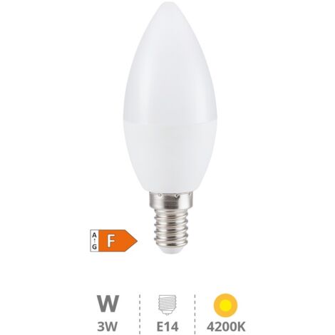 Bombilla LED vela C37 E14 3W 4200K 250 lm 180 grados