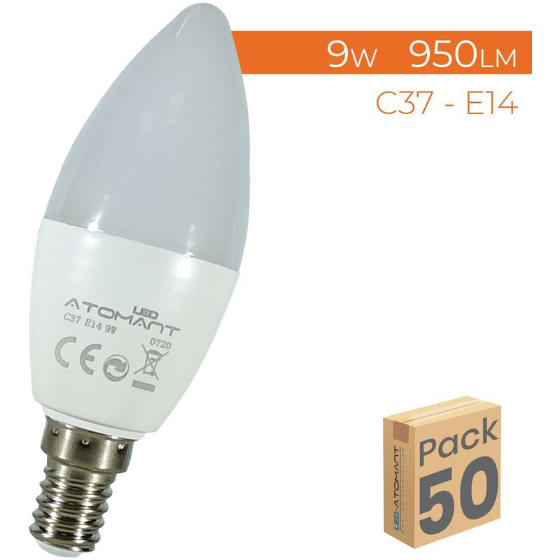 

Led Atomant Sl - Bombilla LED Vela C37 E14 9W 950LM | Blanco Neutro 4500K - Pack 50 Uds. - Blanco Neutro 4500K