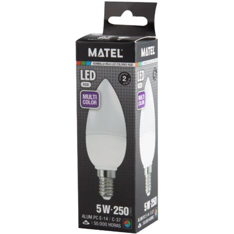 Bombilla LED Vela E14 5W RGB Matel