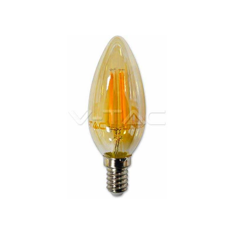 

Bombilla LED vela filamento Gold Cover E14 2700K 4W 300°