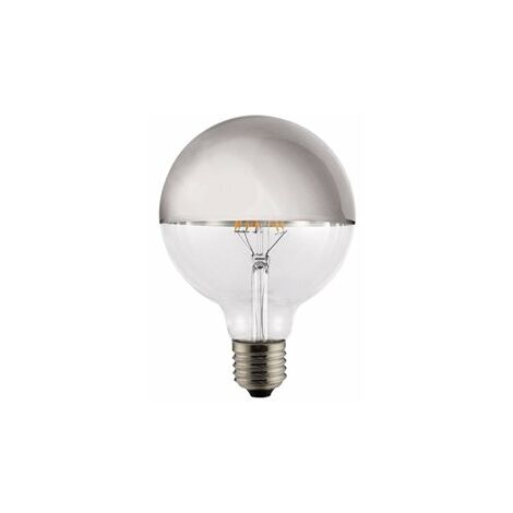 CRISTALRECORD Bombilla LED vintage G95 "Half Mirror" con efecto espejo E27 (8W 2700K 900lm) RLED – Plata