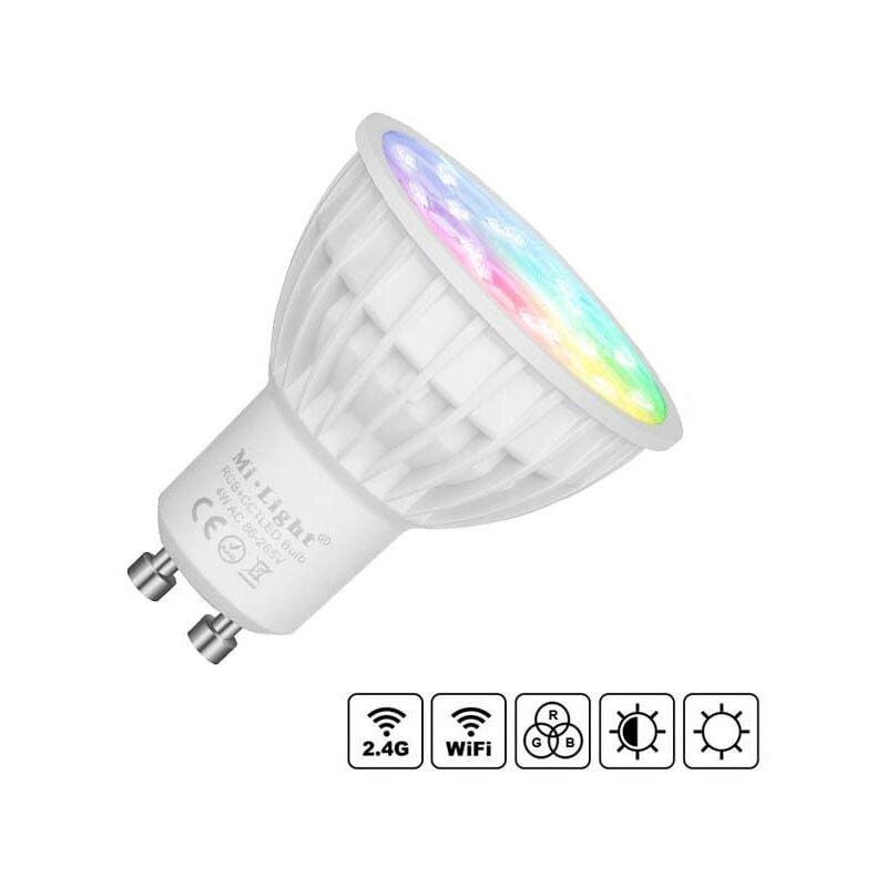 Ampoule LED WiFi GU10 4W RGB+CCT, RGB + Dual white, dimmable