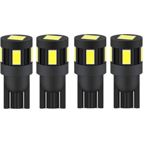 Bombilla LED YMYNY T10 W5W 12 V 24 V, blanca 6000 K, sin polaridad. Compatible con 2825, 194, 168 y 158 (4 unidades) [Clase energética A+]