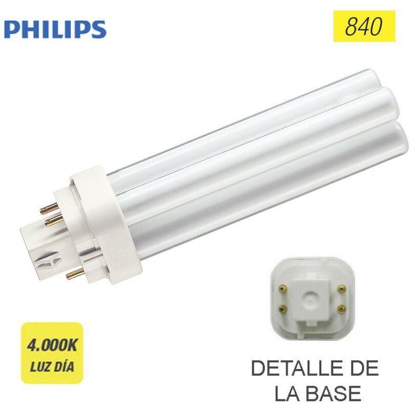 

Bombilla Lynx 4 Pins G24Q-1 13W 840K 'Philips' (Equivalencia Philips: Pl-C 2P)