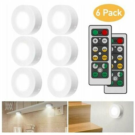 Bombilla pequeña para decoración del hogar, armario de lámpara, luz blanca, 6 piezas + mando a distancia