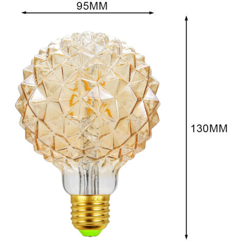 Bombilla retro irregular con forma de piña para taladro, 220 V, 4 W, 2700 K, para exterior, G95, color dorado