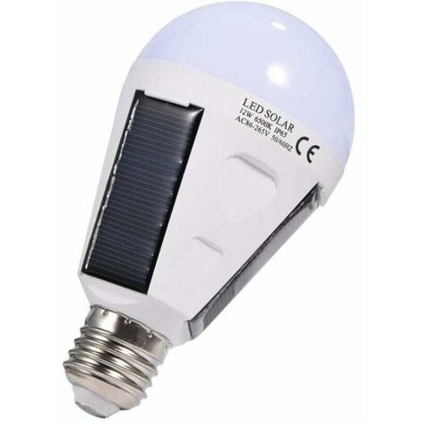 Bombilla solar LED, E27 IP65, portátil, de emergencia, con gancho (12 W)