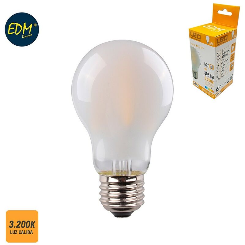 

Bombilla Standard Filamento Led Mate 6W E27 806 Lumens 3.200K Luz Calida Edm