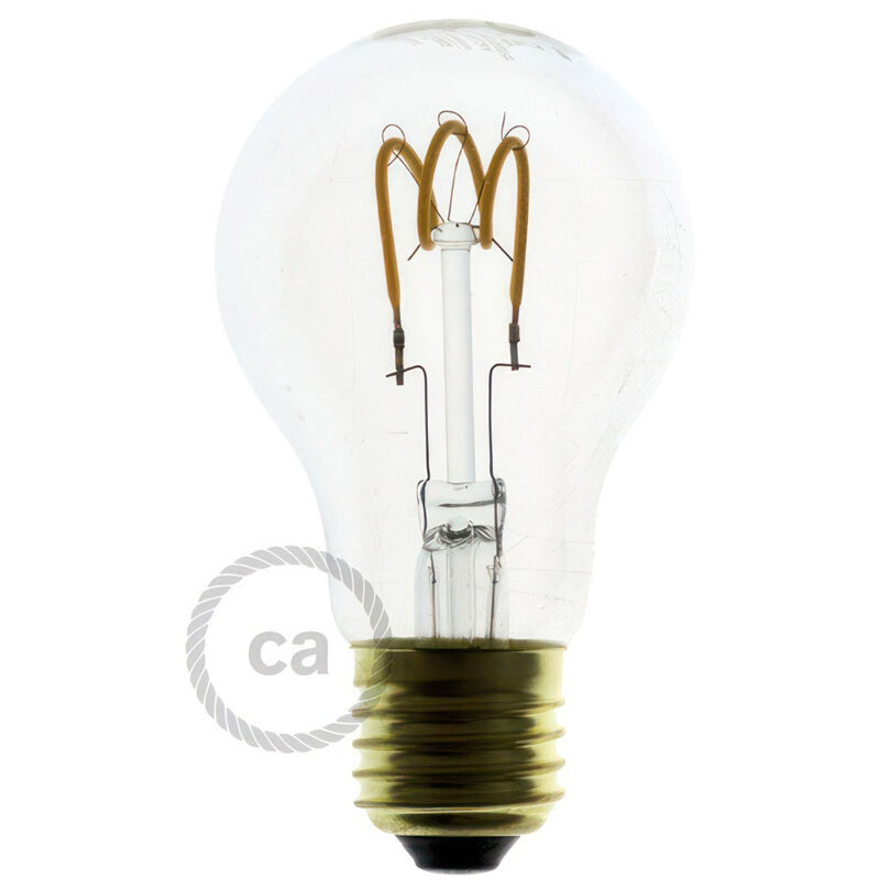 

Bombilla Transparente LED Standard A60 Filamento Curvado con Espiral 3W E27 Dimmable 2200K