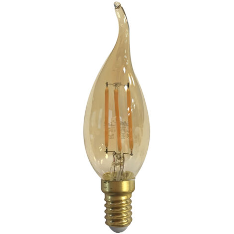 Bombilla Vela LED con Punta Torcida E14 4W 2200K Cristal Dorado