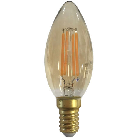 Bombilla Vela LED E14 4W 2200K Cristal Dorado