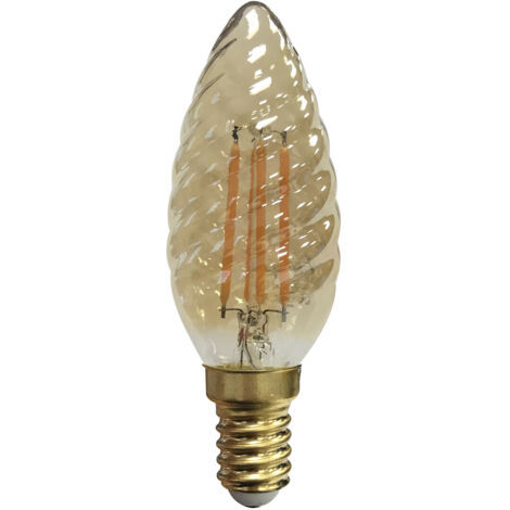 Bombilla Vela LED E14 4W 2200K en Cristal Rizado Dorado