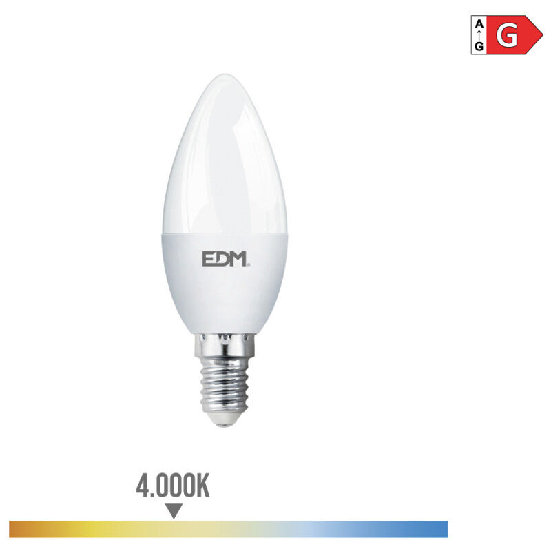 

EDM Bombilla vela led e14 5w 400 lm 4000k luz dia edm