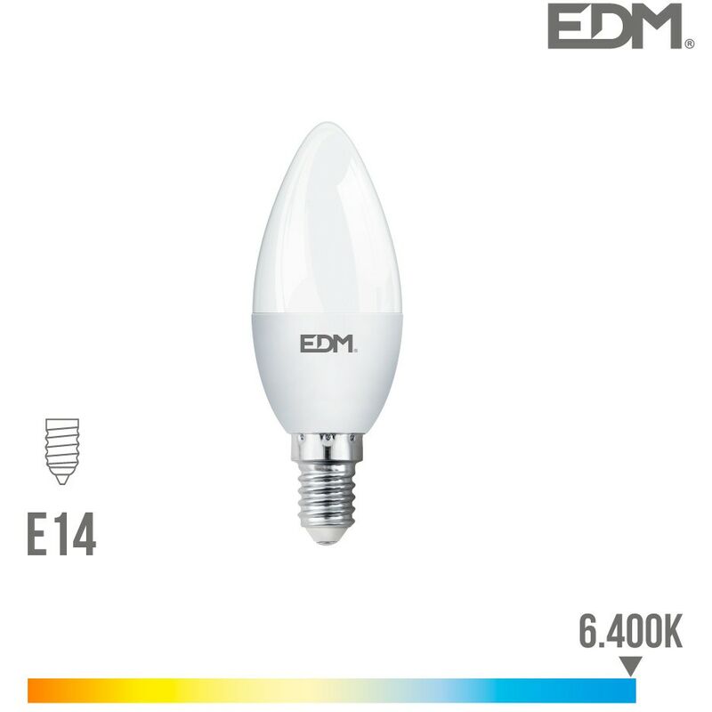 

BOMBILLA VELA LED E14 7W 600 Lm 6400K LUZ FRIA EDM