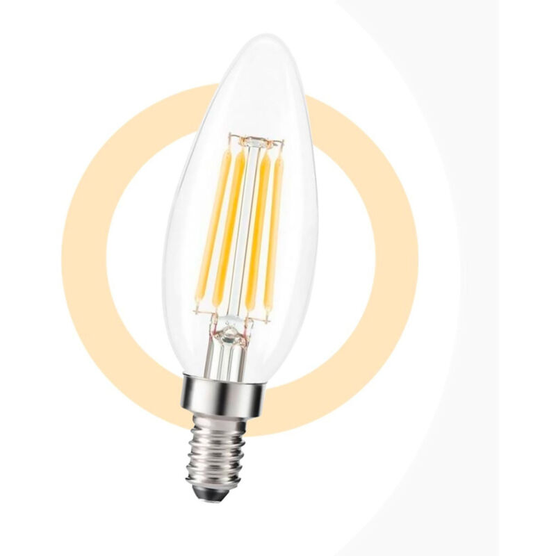 

Bombilla vela LED E14 C35 filamento E14 5W transparente | Blanco Neutro