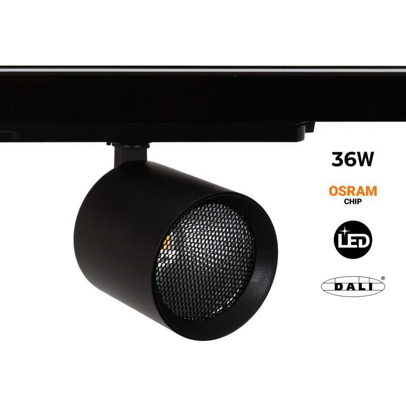 Barcelona Led - Proyector led Para Carril Trifásico 36W - dali - cct - CRI90 - - Negro