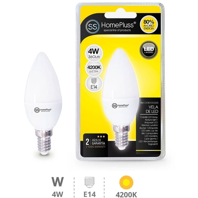 

Lampara vela 4W E14 4200K -12u caja exp