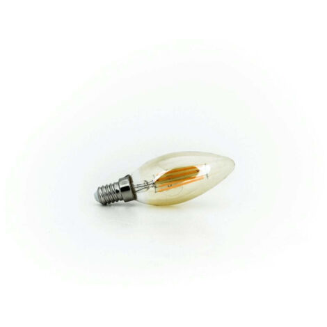 Bombilla Vela LED Regulable E14 4W 2200K Cristal Dorado
