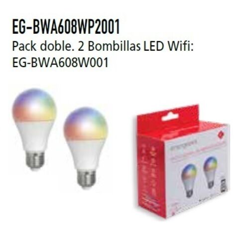 BOMBILLA WIFI CCT (2700K - 6500K) & RGB A60 - E27 PACK 2 8W