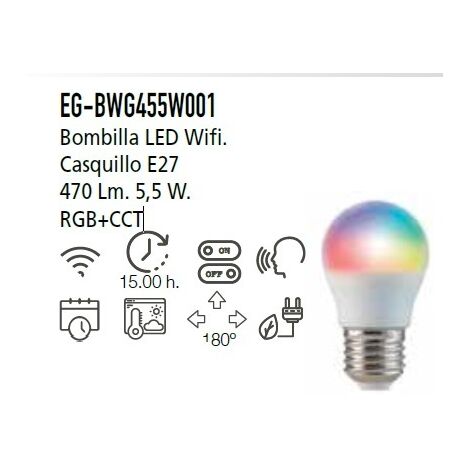 BOMBILLA WIFI G45 5W 470LM RGB+CCT ENERGEEKS EG-BWG455W001