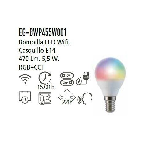 BOMBILLA WIFI P45 5W 470LM RGB+CCT ENERGEEKS EG-BWP455W001