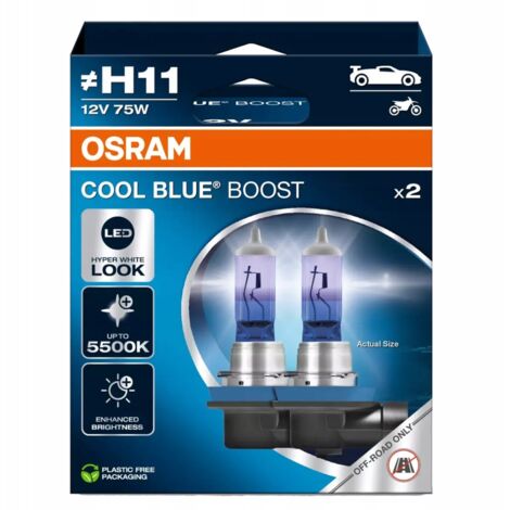 BOMBILLAS H11 OSRAM AZUL FRÍO POTENCIADOR ESTILO XENON 5500K