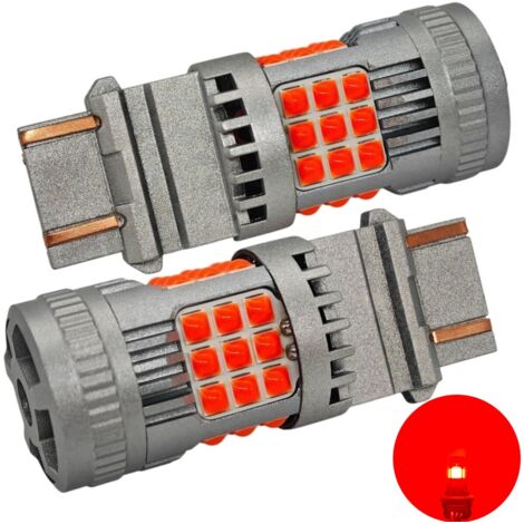 bombillas LED 3157, P27/7W 12-24V sin error 2200lm rojo intenso