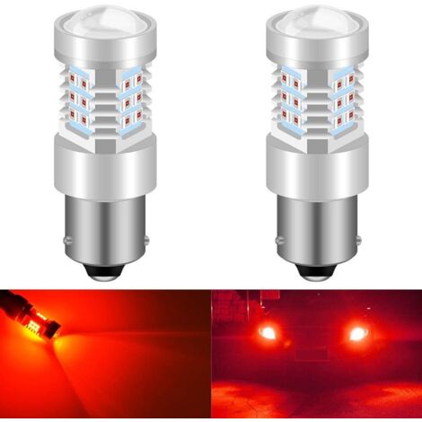 Bombillas LED BAU15S PY21W 2835 21 de alto rendimiento y superbrillantes con chipset, con proyector, para luces traseras, de freno y direccionales, color rojo brillante (paquete de 2)
