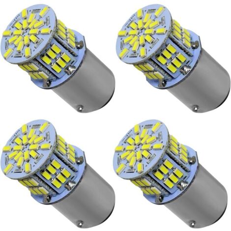 Bombillas LED blancas 1157, 4 unidades, 6000-7000 K, 12 V-24 V, P21/5 W, 1214 lm, para luces de freno, intermitentes y traseras.