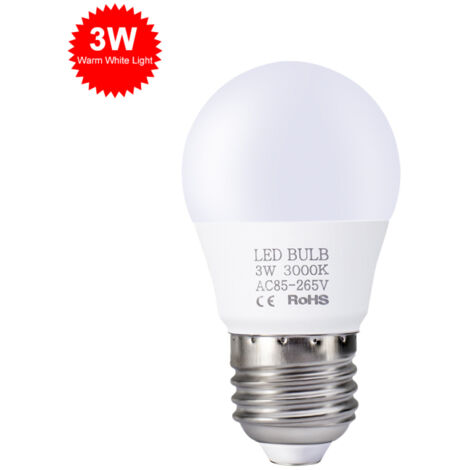 Bombillas LED de bajo consumo de 3W E27, luz blanca cálida 3000-3500K, alto brillo, para dormitorio y sala de estar, 85V-265V