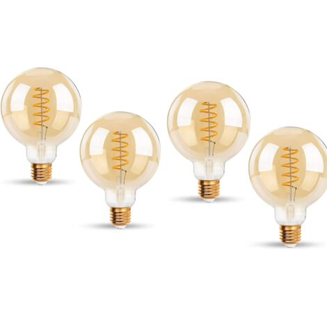 Bombillas LED Edison vintage G80, blanco cálido 2200 K, bombilla E27 equivalente a una bombilla incandescente retro de 48 W, lámpara decorativa antigua, no regulable, paquete de 4