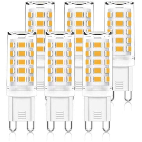 LABLANC Bombillas LED G9, equivalente a 5 W de una lámpara halógena de 50 W, 15,5 mm x 51 mm, luz blanca cálida de 3000 K, 500 LM, no regulables, sin parpadeo, CA/CC 220-240 V, para dormitorio, sala de estar,